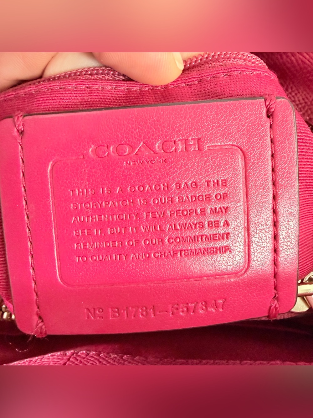 Coach Minetta Crossbody Shoulder Bag Dark Pink Purse Cross Grain Leather - Picture 5 of 9
